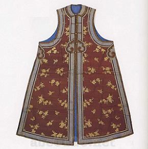 絳紫色?金瓜蝶文大坎肩