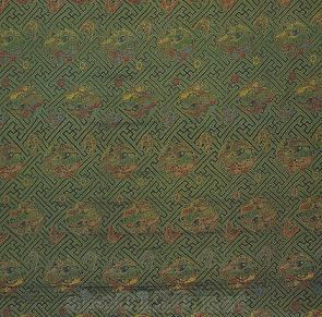 緑色地五彩卍喜相逢文金襴