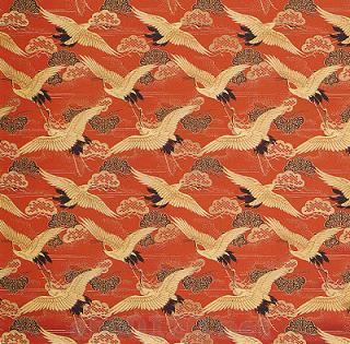 杏黄地松鶴文金襴