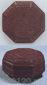 雲龍堆朱八角盒子
