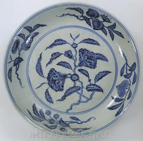 青花折枝花果文盤