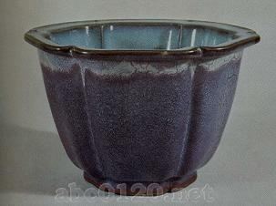 紫紅釉六花形花盆