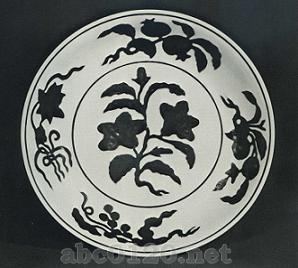 白磁褐彩花卉文皿