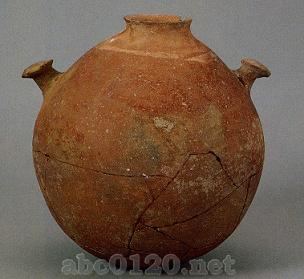 紅陶茸形把手付壺 