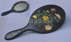 木製真珠梅花嵌装柄鏡