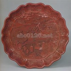 山水人物堆朱盆