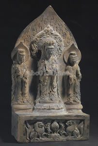 石造菩薩三尊立像